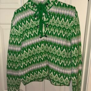 Urban Outfitters Green and Cream Knit Sweater